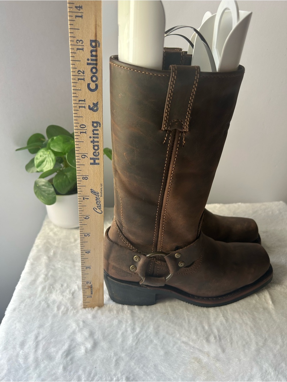 Harley-Davidson Brown Leather Harness Boots with Buckle Detail - Picture 7 of 7